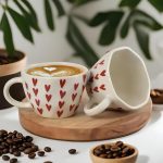 Ceramic Coffee Mug with Red Hearts Pattern, White (Standard, 1, Count)