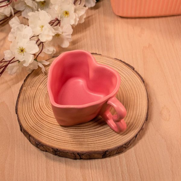 Rare Planet Handcrafted Pink Heart-Shaped Ceramic Mug Pack of 1 – Unique Coffee & Tea Mug for Boyfriend & Girlfriend Aesthetic Drinkware – Valentine’s Day Gift Daily Use & Home Decor