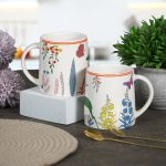 CRAF10 Green Stag Ceramic Coffee/Tea Mugs – Set of 2, 330 ML Each, Elegant & Durable, Microwave & Dishwasher Safe
