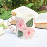 Ceramic Coffee Mug - Pink 3D Flower