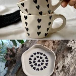 Black Heart Mug and Desert Plate set