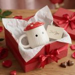 Red Mushroom Ceramic Mug with Lid 300ml | Handmade Coffee Tea Cup with Polka Dot Lid | Microwave Dishwasher Safe | Valentine Gift for Her Him | Home Decor Kitchen Dining India