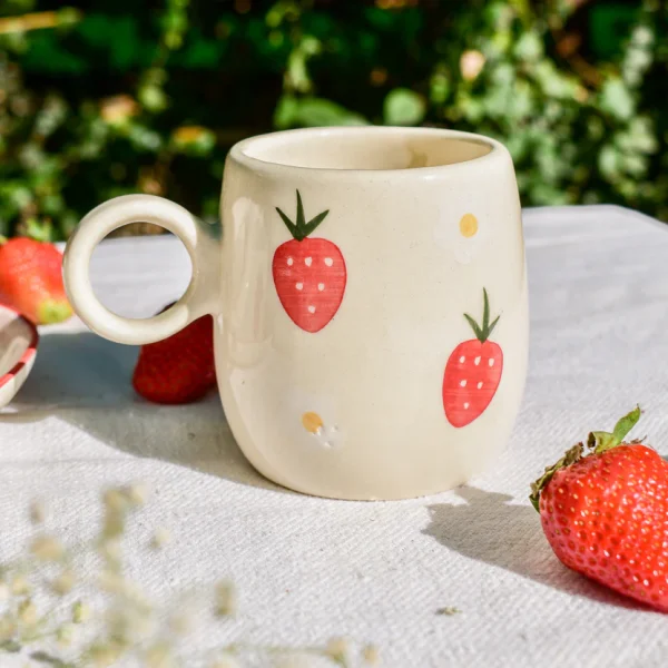 Premium Handmade Ceramic Mug – Strawberry