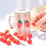 Strawberry Stripe Mug With Lid