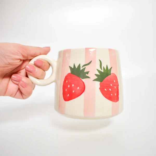 Ceramic Handmade Mug – Striped Strawberry