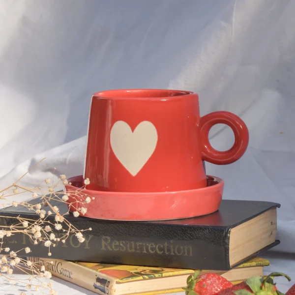 Coffee Cup & Coaster Set – Big Red Heart