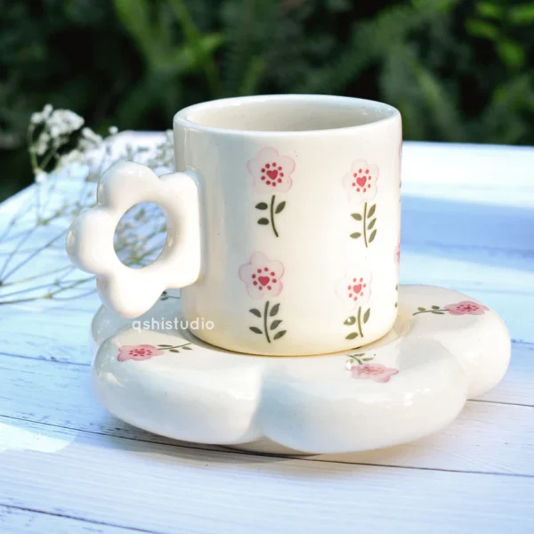 Coffee Ceramic Mug Saucer Set – Good Morning