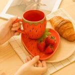 Red Strawberry Tea Cup & Plate Set
