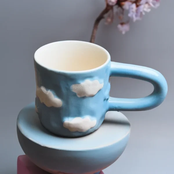 Cute Clouds Embossed Long Handle Mug