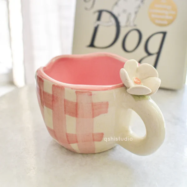 Handmade Ceramic Cups – Daisy (Pink)