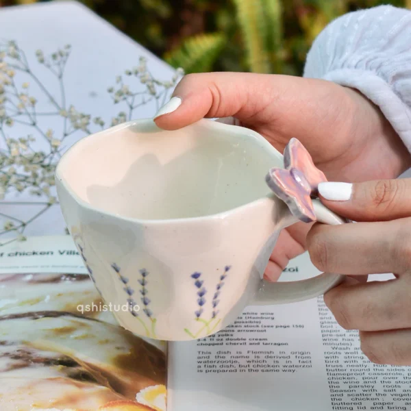 Ceramic Coffee Mug – Lavender Butterfly