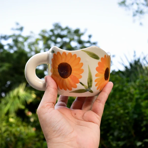 Ceramic Pinterest Mug – Calendula Flower