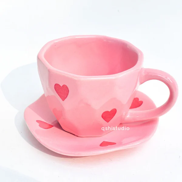 Cute Couples Mug – Cupid’s Tea Cup & Coaster Set
