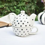 Ceramic Tea Pot & Cup Set - Polka Dots