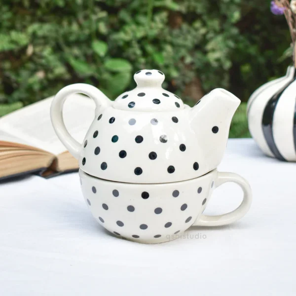 Ceramic Tea Pot & Cup Set – Polka Dots